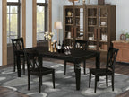 East West Furniture Lgcl5-Blk-W 5 Piece Kitchen Table & Chairs Set Includes A Rectangle Dining Room Table With Butterfly Leaf And 4 Solid Wood Seat Chairs, 42X84 Inch, Black