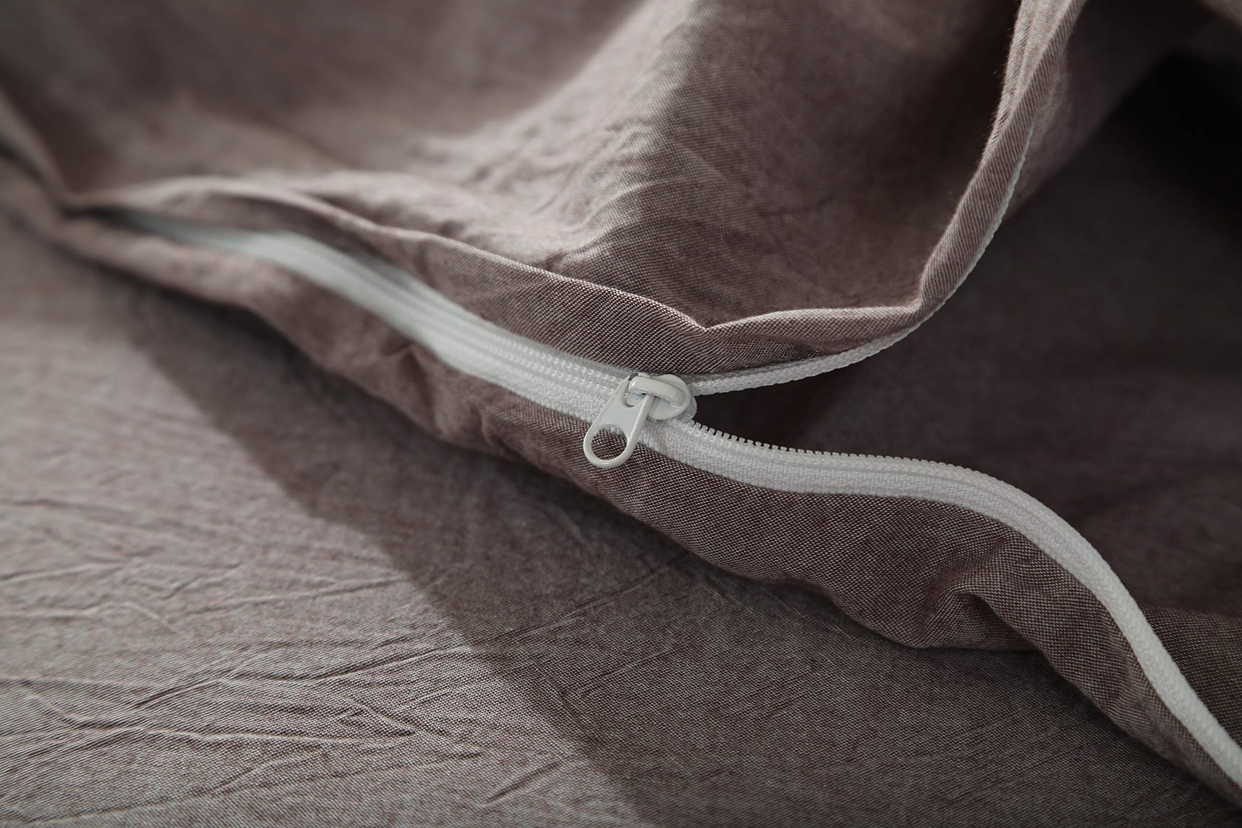 F.Y.Dreams 100% Washed Cotton Duvet Cover For Weighted Blanket 48X72 Inches With 8 Ties, Zipper On Long Side/Purple Bean Paste/J