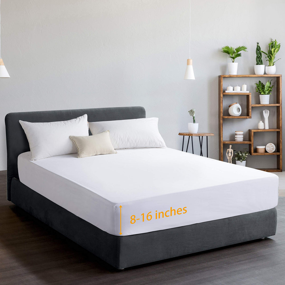 Luxury Hotel King Fitted Sheet Only, Soft 100% Egyptian Cotton Deep Pocket Bottom Sheet Wrinkle Free Elastic Mattress Protector