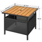 LZRS Adirondack Side Table HDPE Teak Weather Resistant with Umbrella Hole for Patio Backyard Pool
