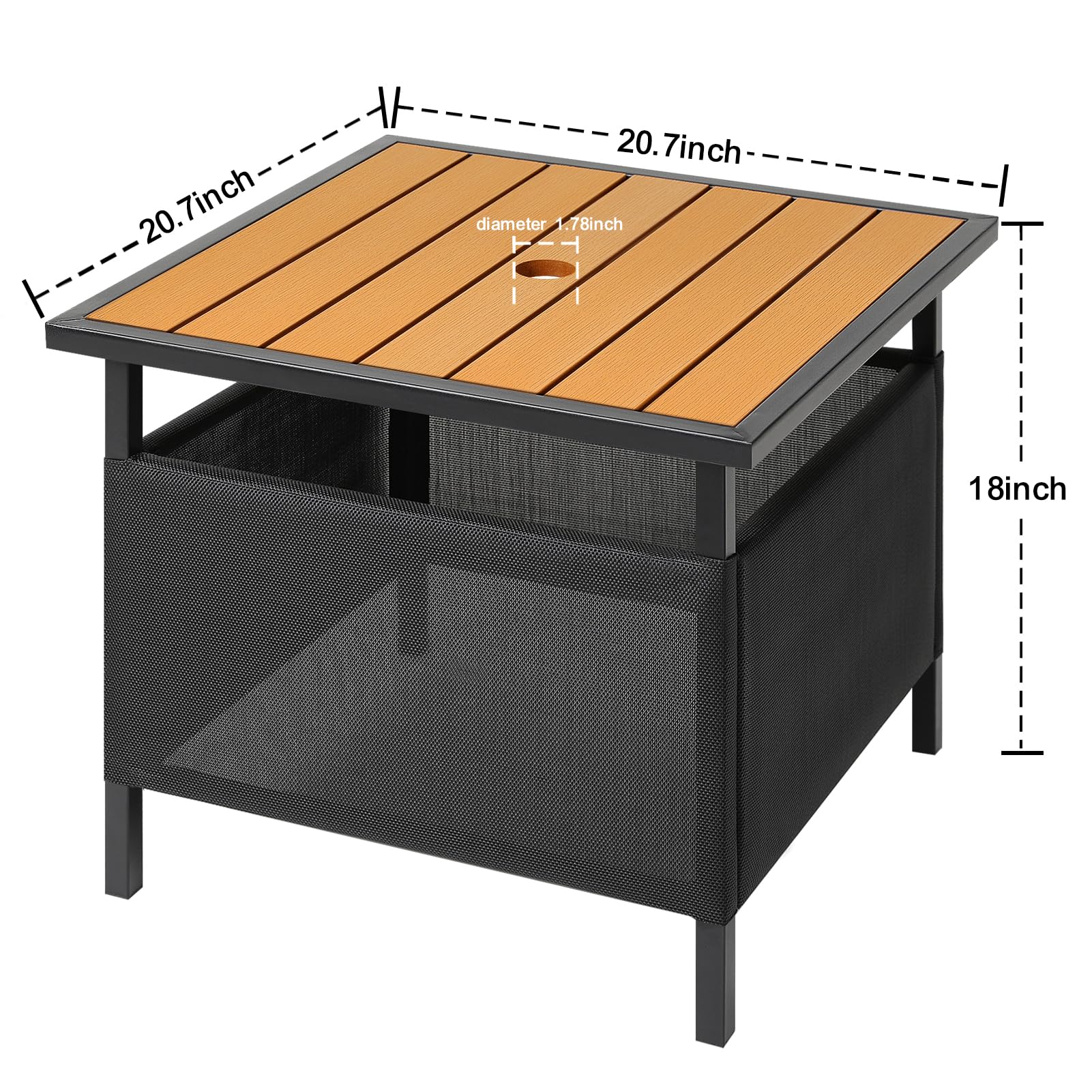 LZRS Adirondack Side Table HDPE Teak Weather Resistant with Umbrella Hole for Patio Backyard Pool