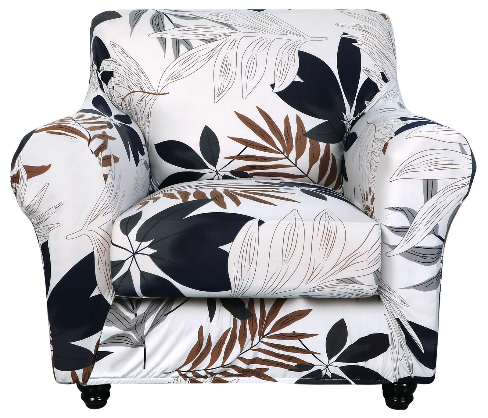 Searchi Stretch Sofa Cover Printed Couch Covers, Floral Pattern 2 Piece Armchair Slipcover With Separate Chair Cushion Cover, Washable Furniture Protector For Living Room(Armchair, Maple Leaf)