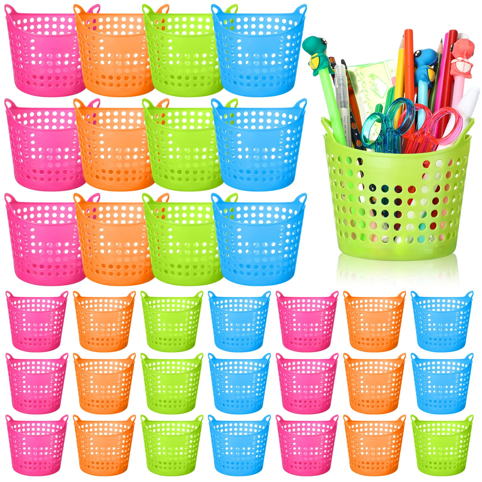 Jexine 32 Pcs Pencil Cup Bulk Pencil Basket Cute Pen Holder Cute Pen Holder Pen Holders Pen Organizer Stationery Caddy Different