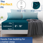 Thread Spread 100% Egyptian Cotton Fitted Sheet Twin Size - 600 Thread Count 16' Deep Pocket Twin Fitted Sheet Only, Soft Cooling Sateen Elastic Bottom Sheet, Fits College Dorm Mattress, Teens - Teal