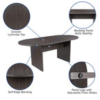 Flash Furniture 5 Piece Rustic Gray Oval Conference Table Set With 4 Black And Chrome Leathersoft Executive Chairs