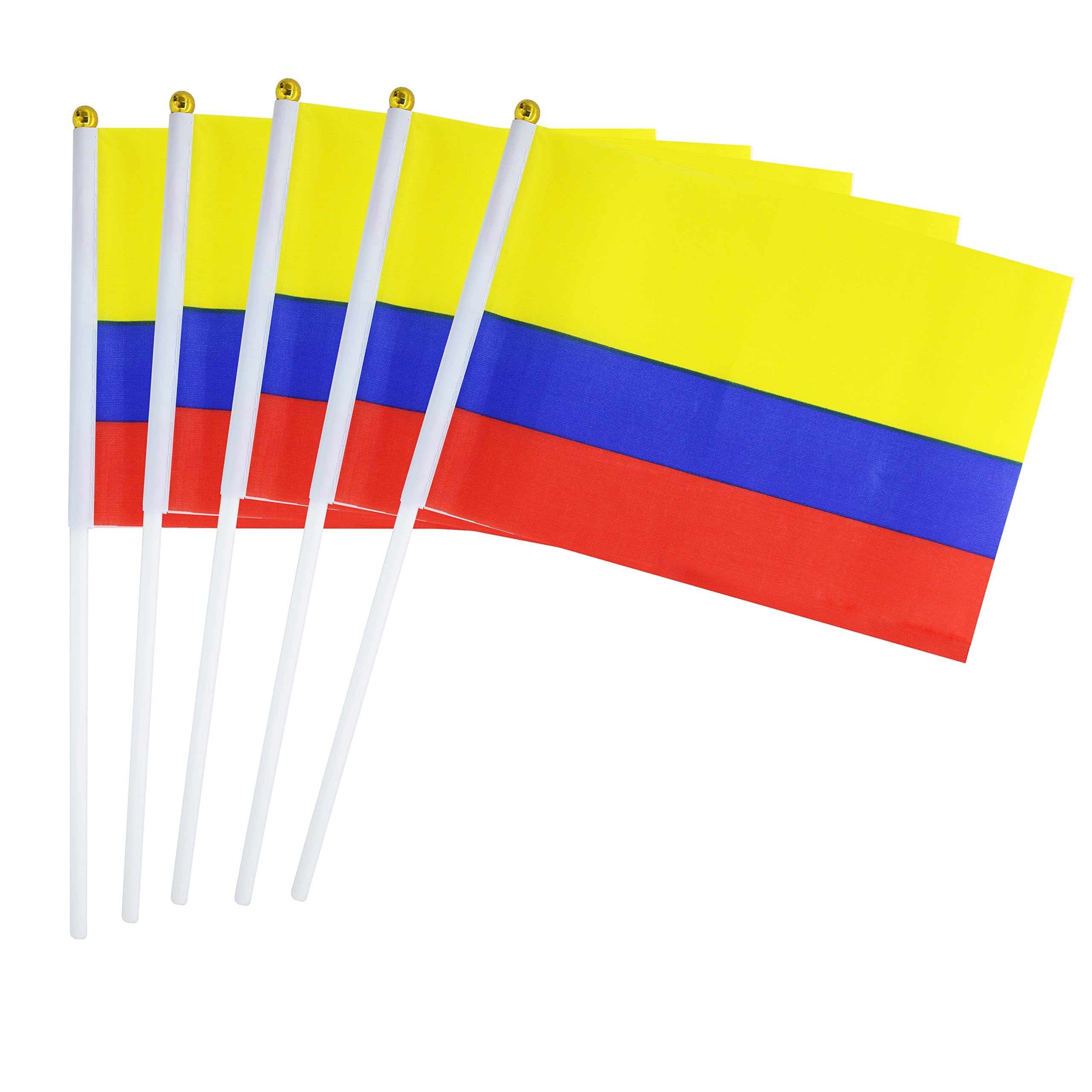 25 Pack Hand Held Small Mini Flag Colombia Flag Colombian Flag Stick Flag Round Top National Country Flags,Party Decorations Sup
