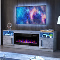 PRETZI Fireplace TV Stand with 36  Fireplace Up to 80  TVs,70  Entertainment Center with LED Lights,Remote Control,TV Media Cons