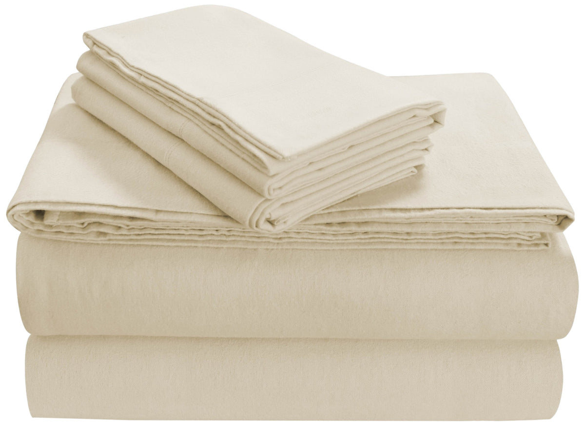 Tribeca Living Fl170Edpcstiv Soft 170-Gsm Cotton Flannel Pillowcases, Standard, Ivory