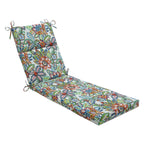 Pillow Perfect Bright Floral Indoor/Outdoor Split Back Chaise Lounge Cushion With Ties Plush Fiber Fill, Weather, And Fade Resis