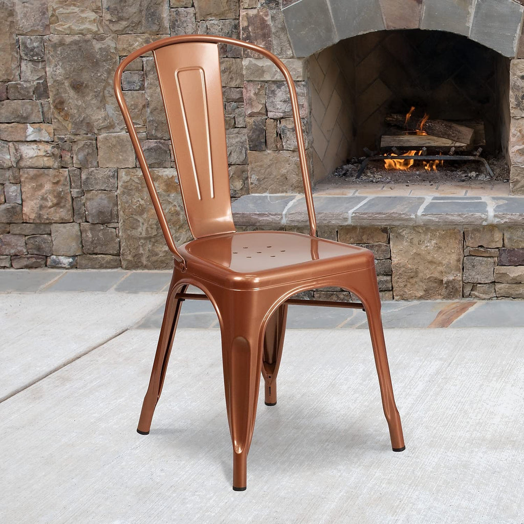 Flash Furniture Commercial Grade Copper Metal Indoor-Outdoor Stackable Chair