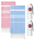 2 Packs Cotton Turkish Beach Towels Quick Dry Sand Free Soft Absorbent Extra Large Xl Big Blanket Adult Oversized Bath Pool Swim