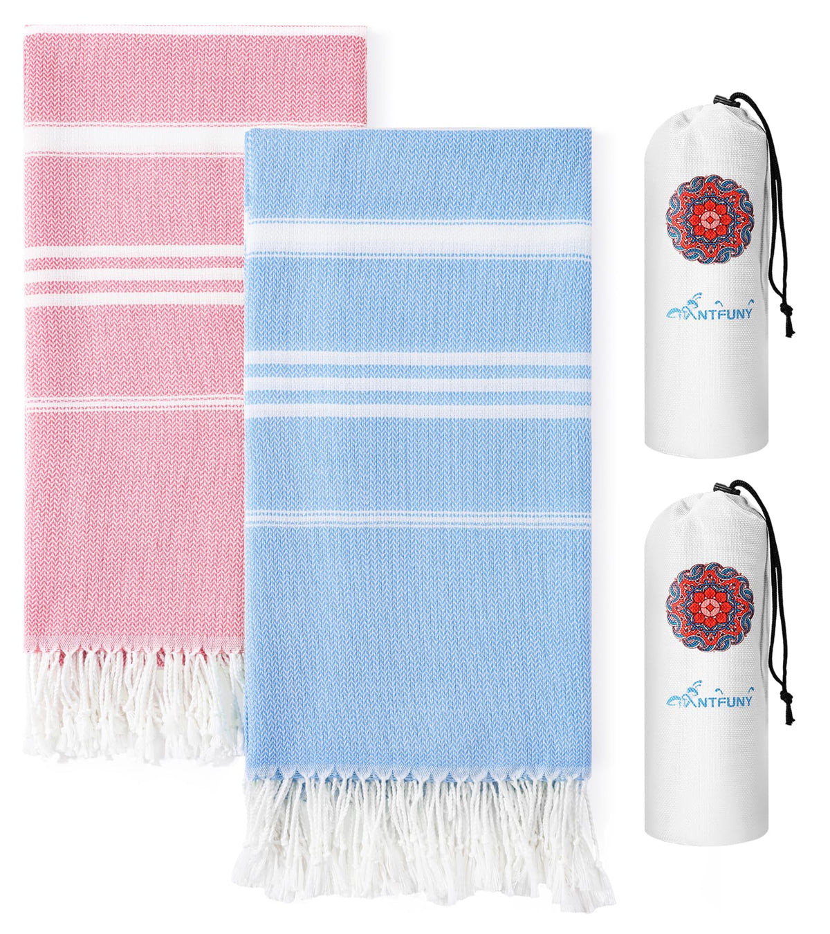 2 Packs Cotton Turkish Beach Towels Quick Dry Sand Free Soft Absorbent Extra Large Xl Big Blanket Adult Oversized Bath Pool Swim
