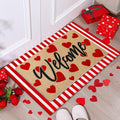 Tinideya 2 Pcs Valentine's Day Doormats Welcome Outdoor Red Heart Door Mats Layered Front Door Rugs Non Slip Floor Mats for Porc