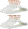 Amazon Basics Slim, Velvet, Non-Slip Suit Clothes Hangers, Ivory/Rose Gold - Pack of 100