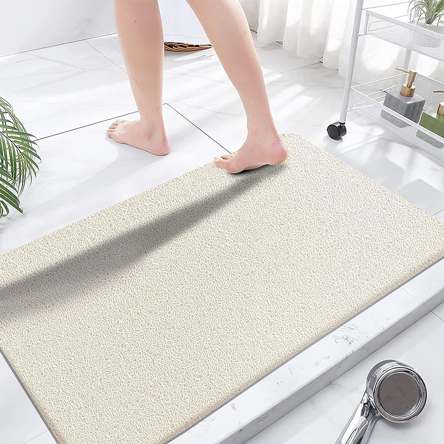 Extra Large Shower Mats Non Slip Without Suction Cups, 23.6 - 47.2 Inch, Bath Mat for Textured Tub Surface, Loofah Mats for Show