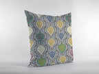 HomeRoots Gold and Green On Gray 16â€ Gray Gold Ogee Decorative Suede Throw Pillow