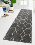 Unique Loom Trellis Frieze Collection Area Rug - Geometric (2 x 10 Runner, Dark Gray/ Ivory)