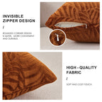 Sochow Fall Decorative Throw Pillow Covers 20X20 Inches Set Of 2, Soft Leaves Textured Flannel Fleece Pillowcase Square Cushion