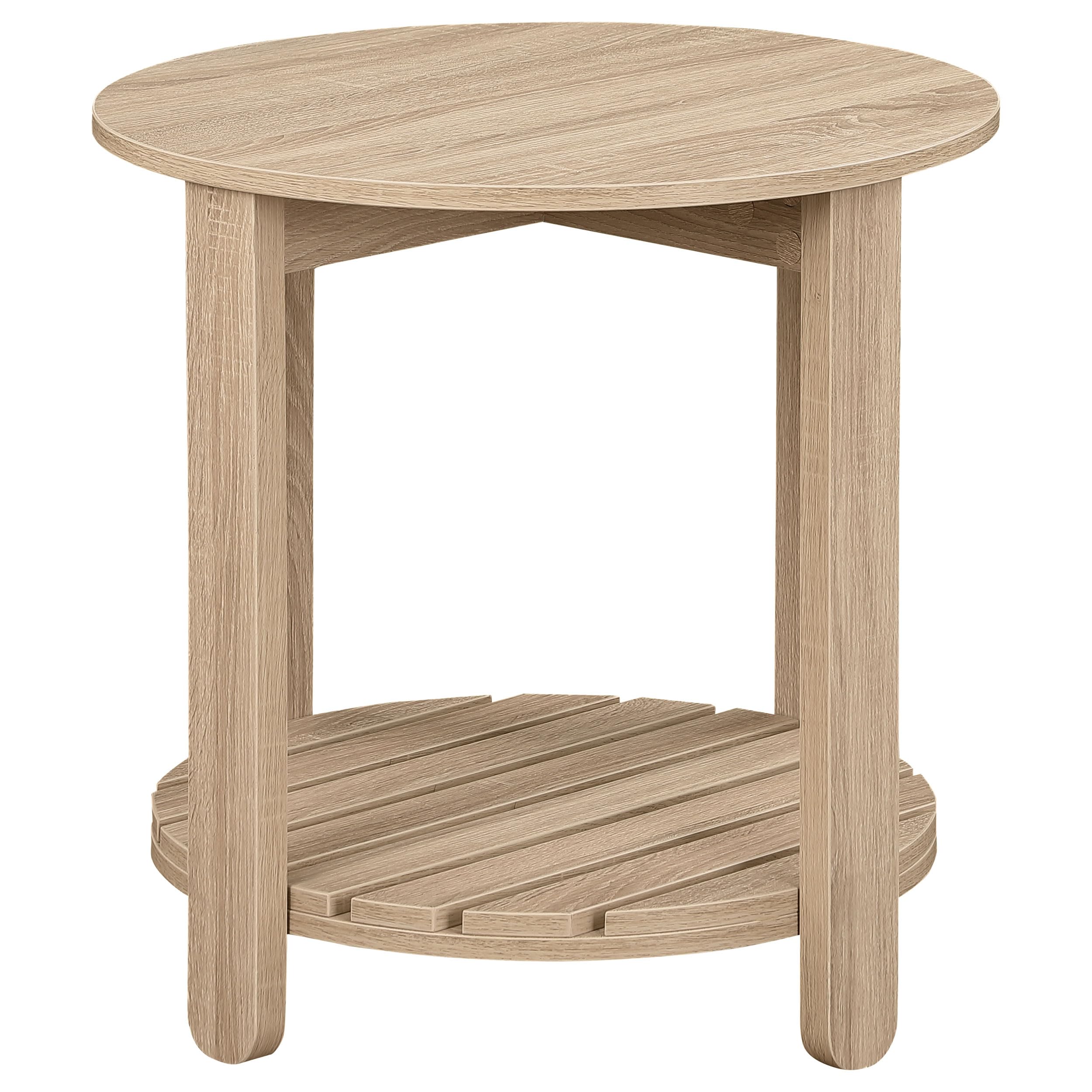 Coaster Home Furnishings Fowler 1-Shelf Round Engineered Wood Side End Table Natural