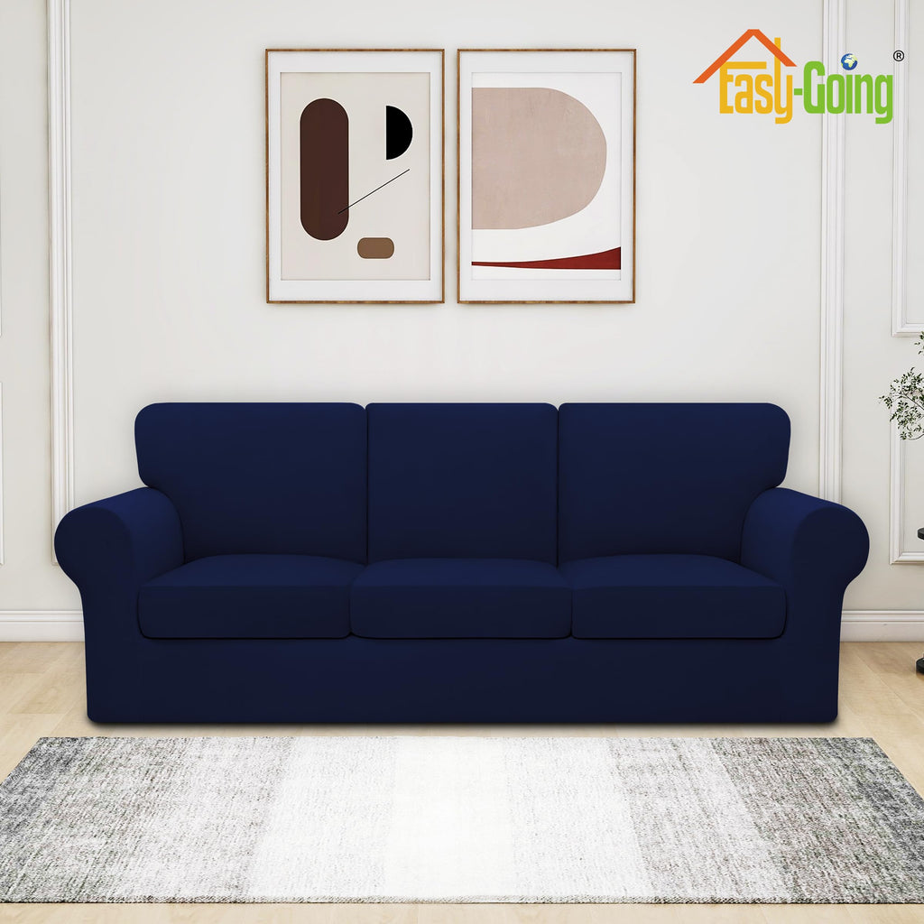 Easy-Going 7 Pieces Stretch Couch Cover Washable Sofa Cover Set For 3 Backrest And Seat Cushion Couch Anti-Slip Sofa Slipcover F