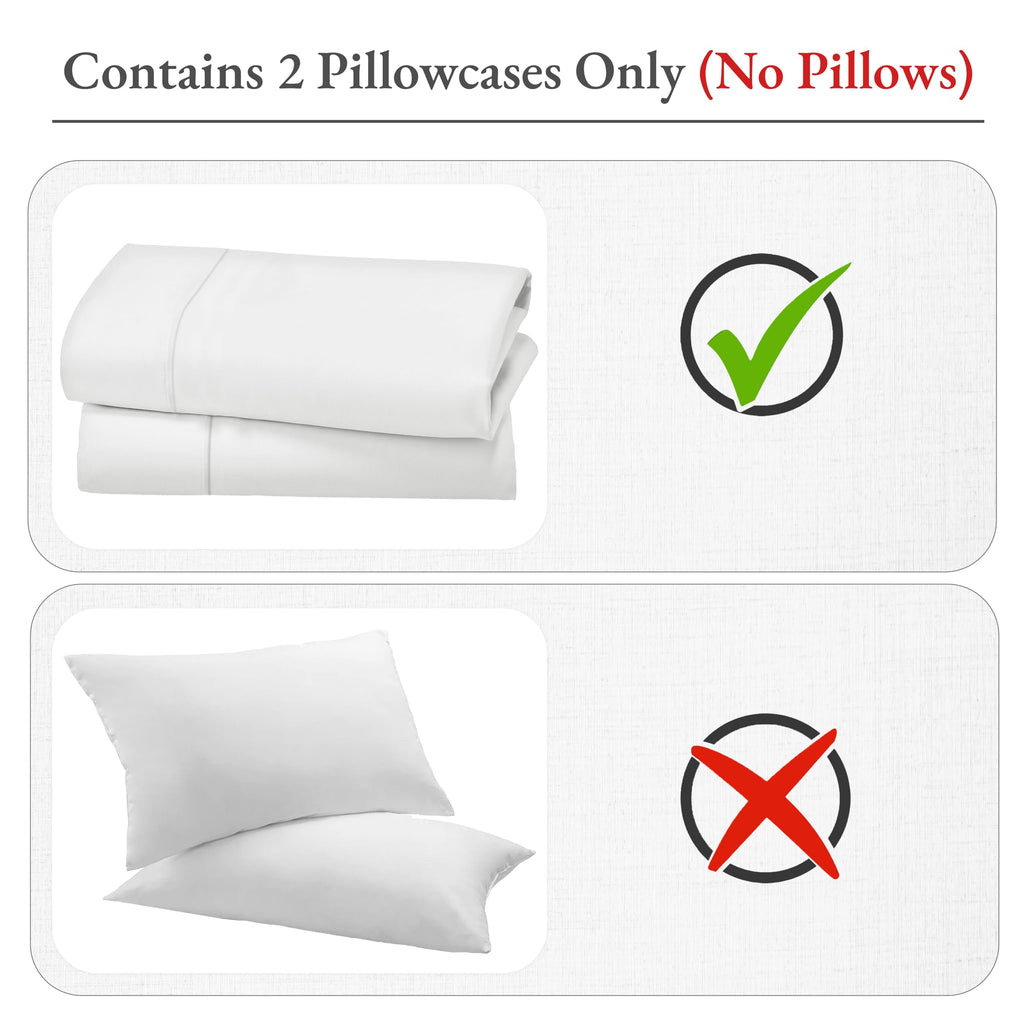 California Design Den King Size Pillowcase Set - 400 Thread Count, 100% Cotton Sateen, Luxury Set Of 2 Pillow Covers, Breathable, Cooling, Soft For Comfortable Quality Sleep - Creamy White