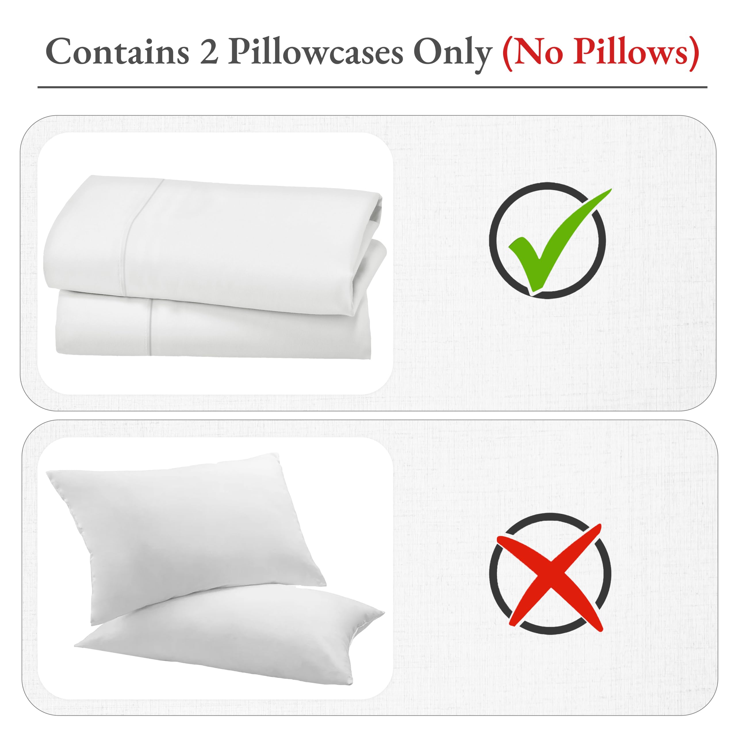 California Design Den King Size Pillowcase Set - 400 Thread Count, 100% Cotton Sateen, Luxury Set Of 2 Pillow Covers, Breathable, Cooling, Soft For Comfortable Quality Sleep - Creamy White