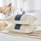 Mayler Yee Throw Pillow Covers Set Of 2 For Boho Living Room, Soft Cotton & Linen, Macrame Lumbar Pillow Cases For Sofa Bed Couc