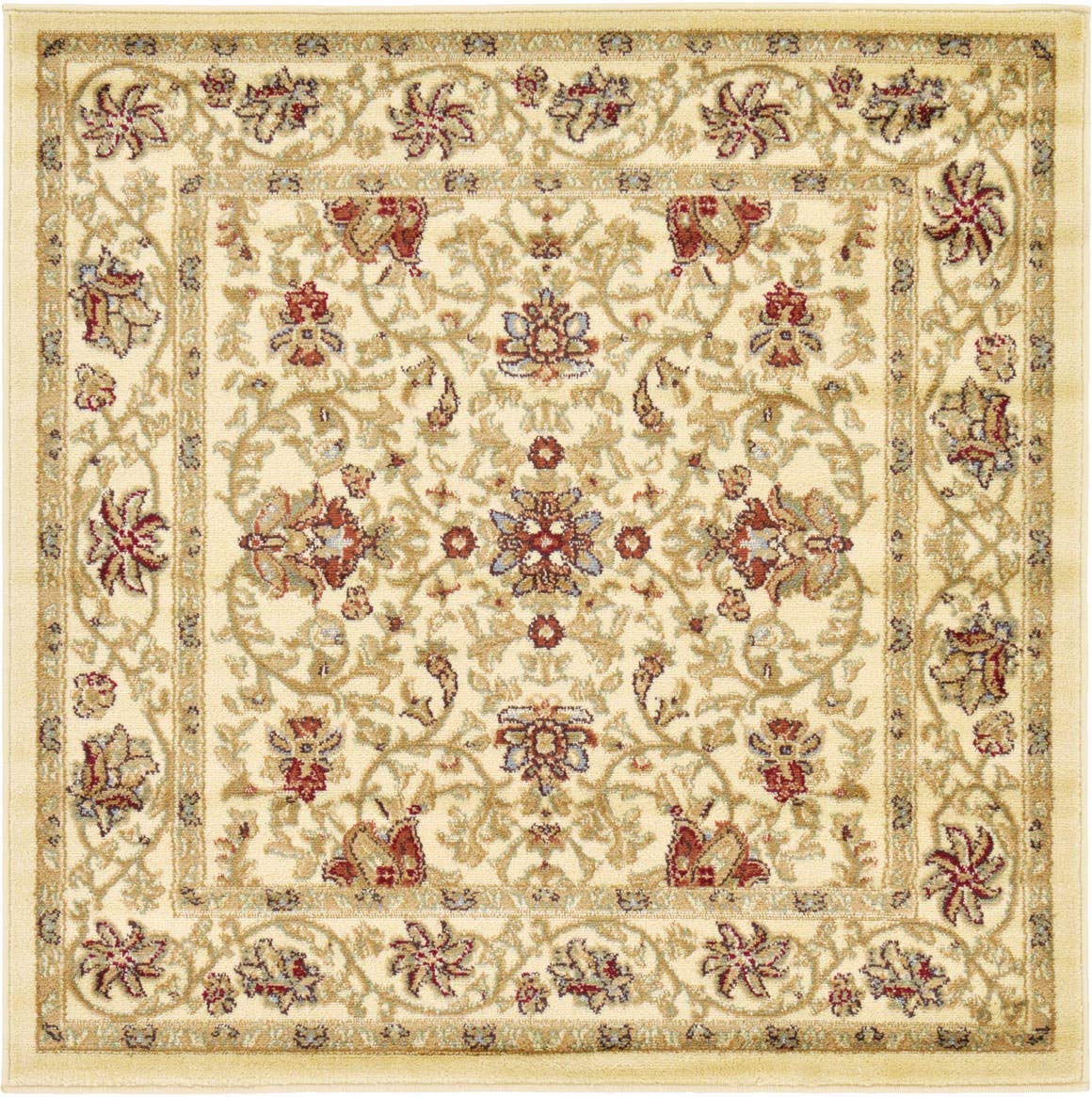 Unique Loom Voyage Collection Traditional Oriental Classic Intricate Design Area Rug, 4 1 x 4 1, Ivory/Tan