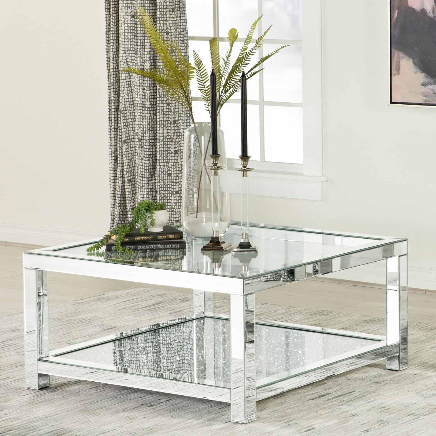 Coaster Home Furnishings Mozzi Rectangular Coffee Table with Glass Top Mirror