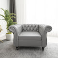 Chesterfield Chair, Modern Leather Tufted Accent Sofa Couch Chair With Rolled Arms And Nailhead For Living Room, Bedroom, Office