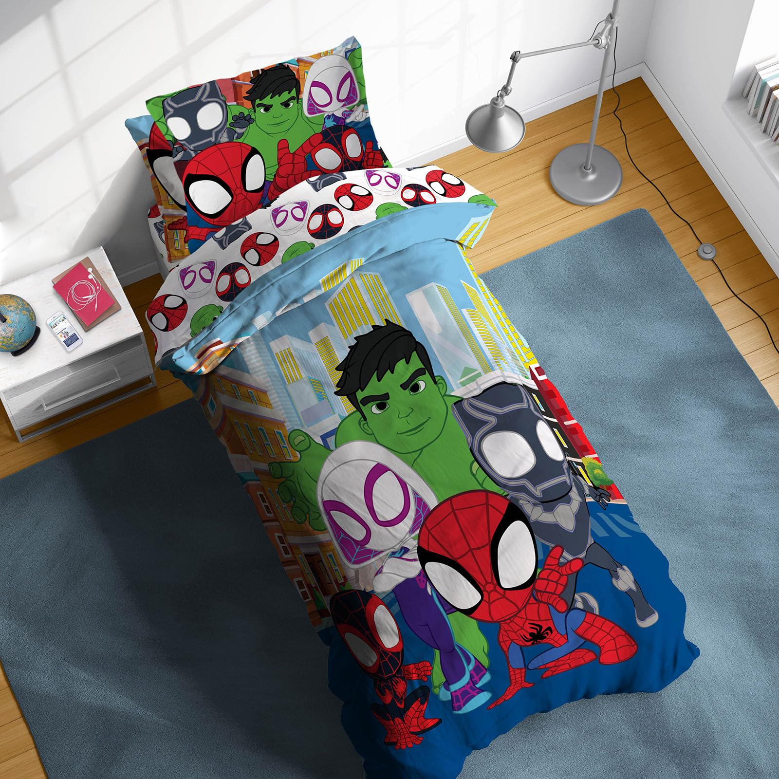 Sunny Side Up Marvel Spidey & His Amazing Friends Twin Comforter Set - 5 Piece Kids Bedding Includes Comforter, Sheets & Pillow