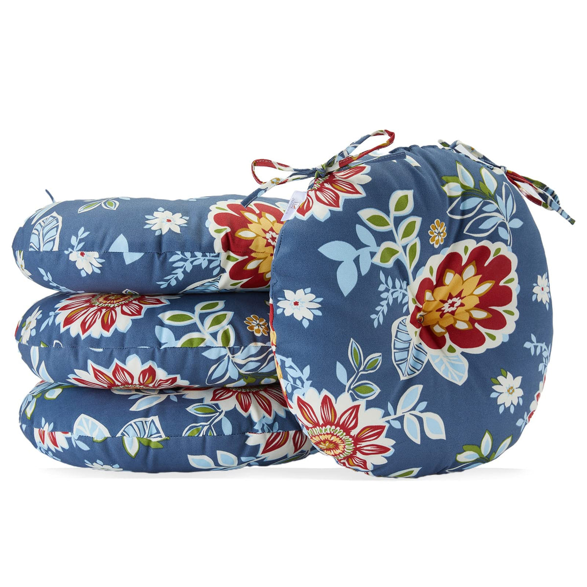 Jmgbird Round Outdoor Cushions Set Of 4, Round Chair Cushions 15 Inch With Ties, Round Seat Cushions For Bistro Chairs