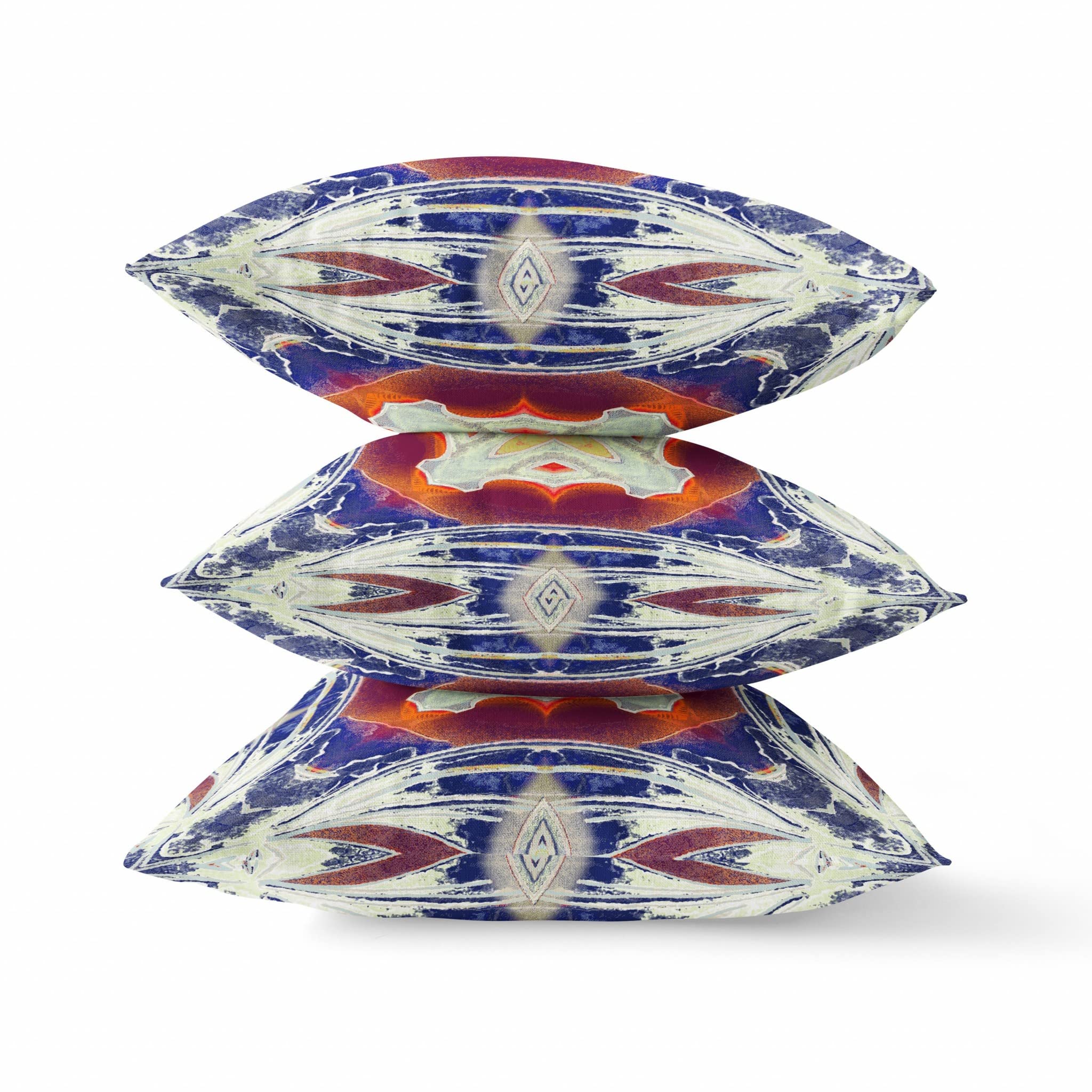 HomeRoots Indigo Orange Magenta White 20â€ Indigo White Geo Tribal Suede Throw Pillow