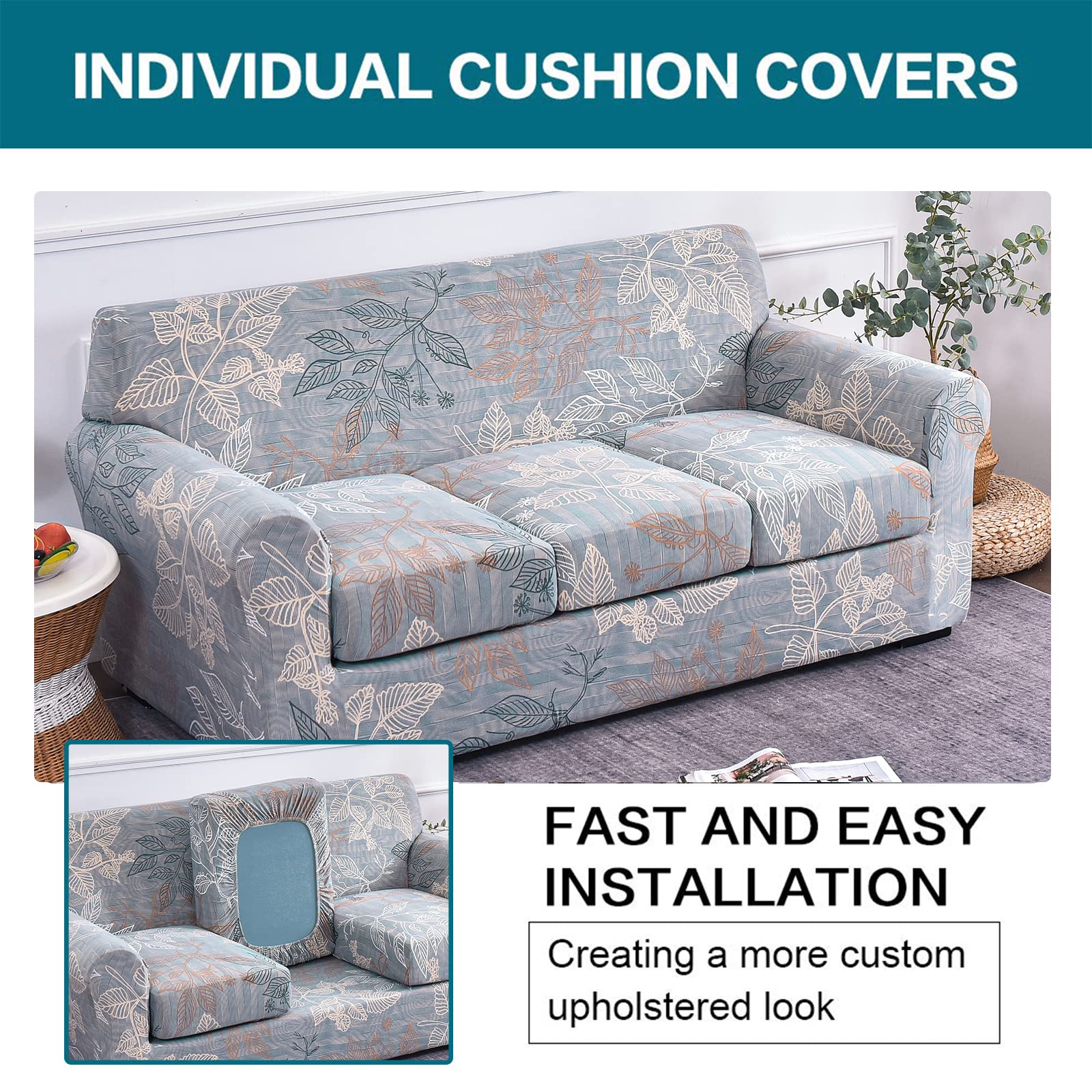 Krfoonn 2 Piece Chair Covers Printed Sofa Covers Couch Covers Washable Armchair Sofa Couch Slipcover Furniture Protector With El