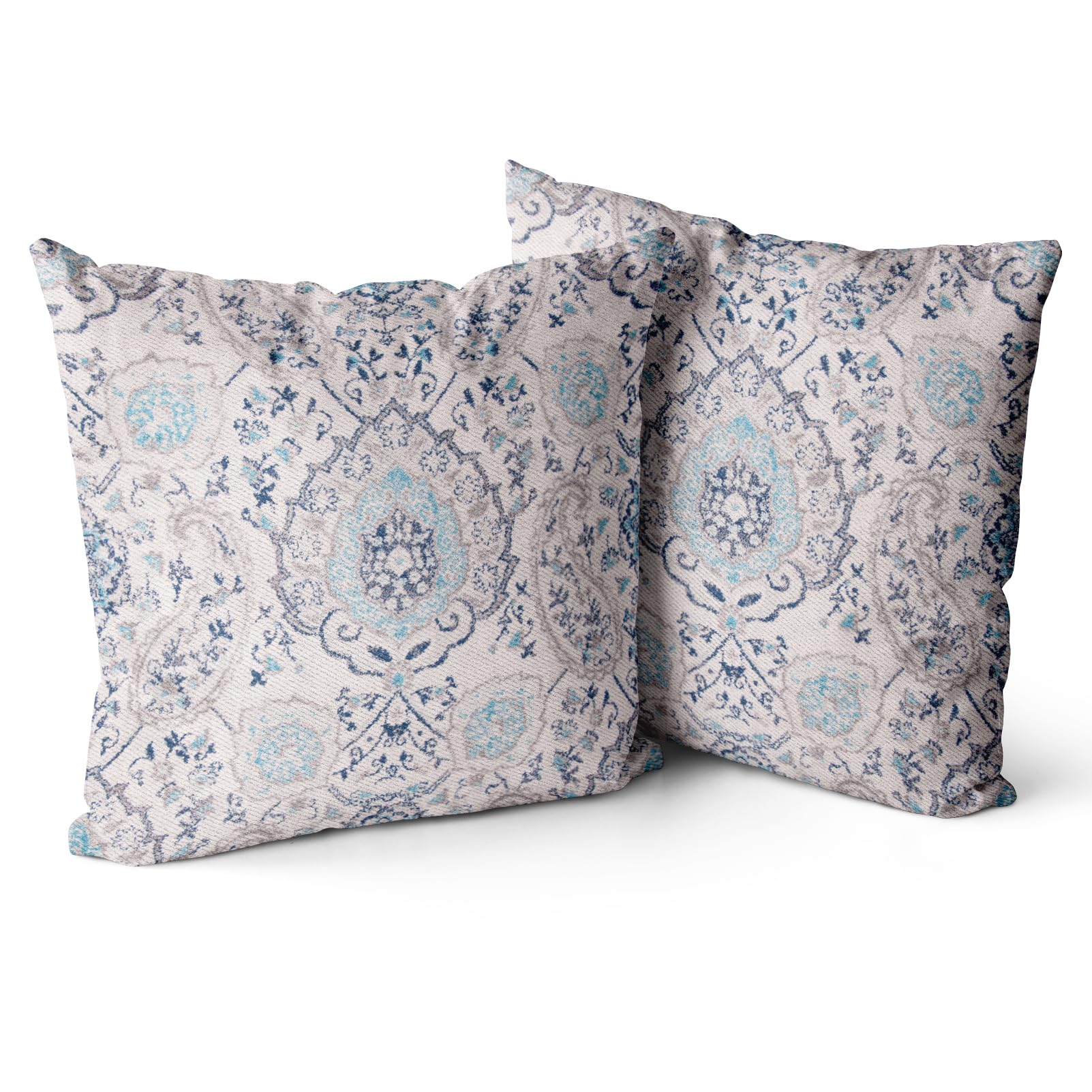 Snycler Boho Throw Pillow Covers 18X18 Inch Set Of 2 Terracotta Rust Blue Colored Throw Pillows Double Sided Boho Home Soft Deco