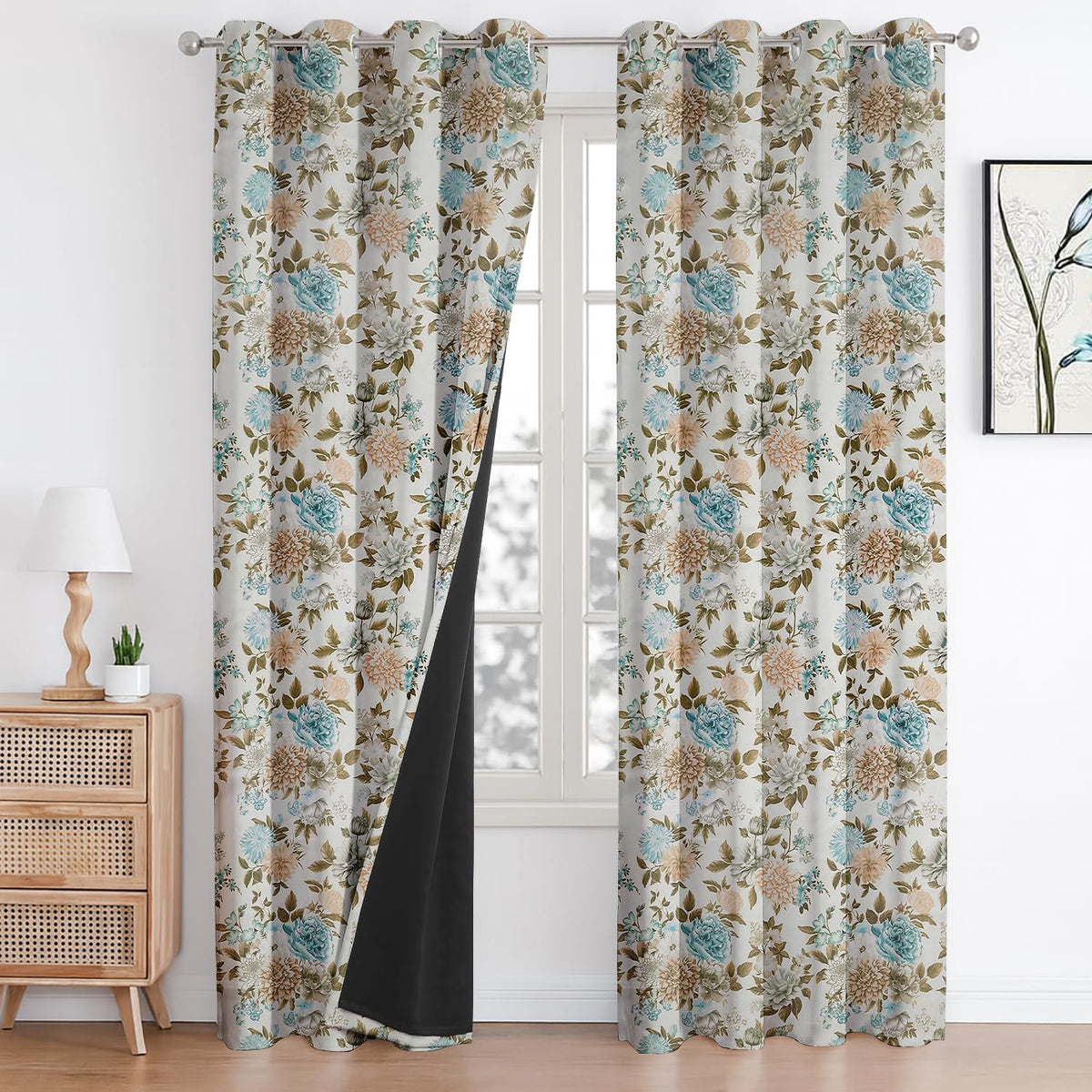 Cloth Fusion Printed 100% Blackout Door Curtains 7 Feet Long Set of 2