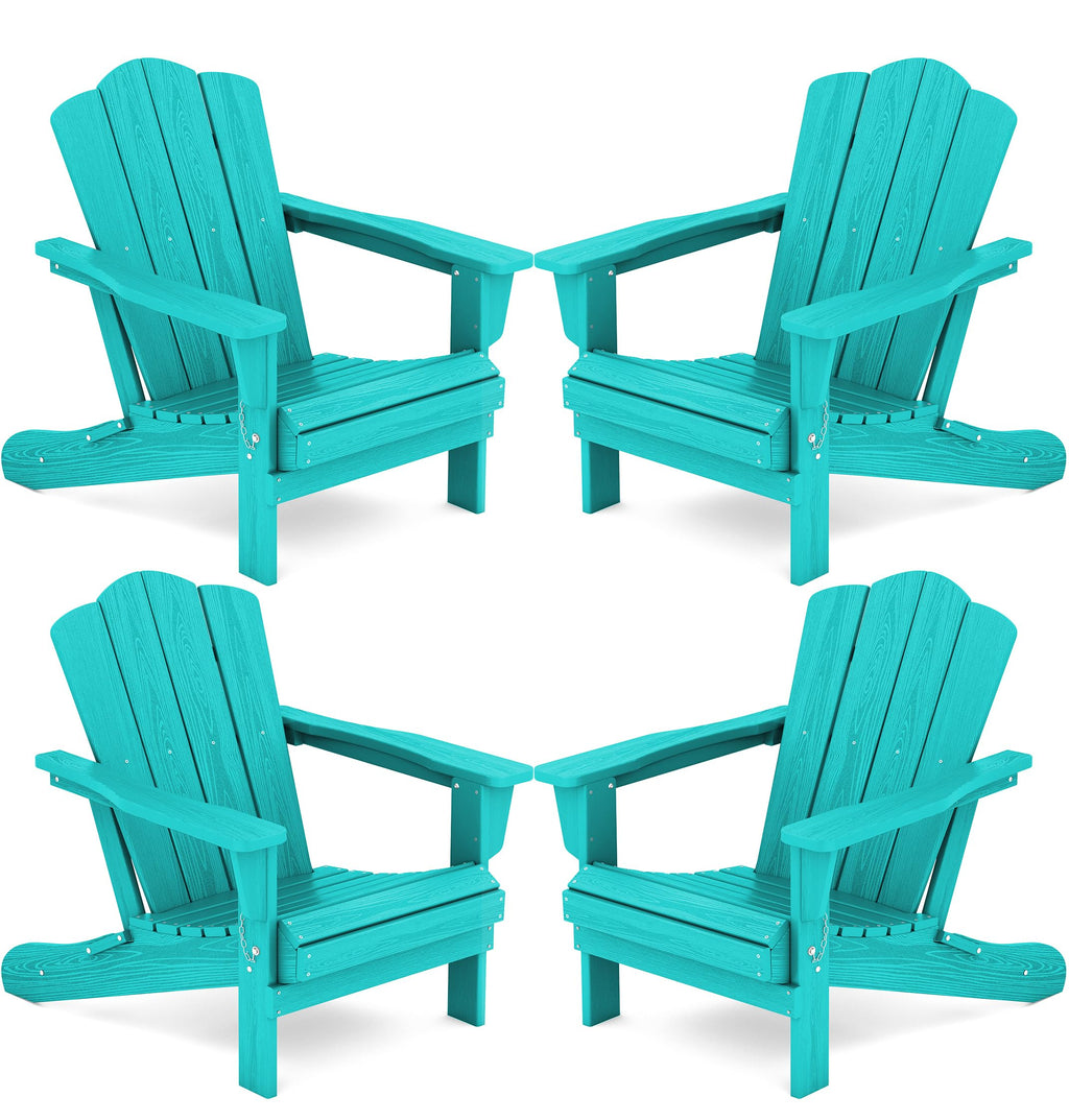 Kingyes Folding Adirondack Chair Set Of 4, Hdpe All-Weather Folding Adirondack Chair, Aruba