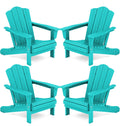 Kingyes Folding Adirondack Chair Set Of 4, Hdpe All-Weather Folding Adirondack Chair, Aruba