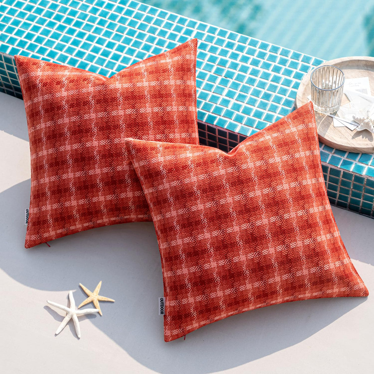 Miulee Pack Of 2 Outdoor Pillow Covers 18X18 Waterproof Decorative Farmhouse Water Resistant Red Cushion Covers For Patio Garden