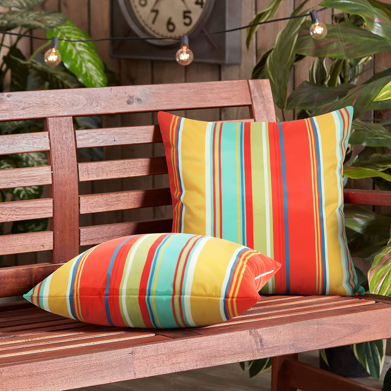 Pyonic Outdoor Pillow Covers Waterproof Throw Pillow Covers Set Of 2,Decorative Square Beach Pillowcase Patio Pillows For Porch