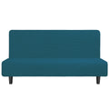 Easy-Going Stretch Futon Slipcover Armless Futon Bed Cover Furniture Protector Without Armrests With Elastic Bottom For Kids, Soft Jacquard Fabric Small Checks (Large, Peacock Blue)