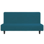 Easy-Going Stretch Futon Slipcover Armless Futon Bed Cover Furniture Protector Without Armrests With Elastic Bottom For Kids, Soft Jacquard Fabric Small Checks (Large, Peacock Blue)
