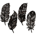 Qunclay 4 Pieces Feather Wall Decor Wooden Feather Wall Art Boho Wall Decor Laser Cut Hanging Mandala Large Rustic Farmhouse Woo