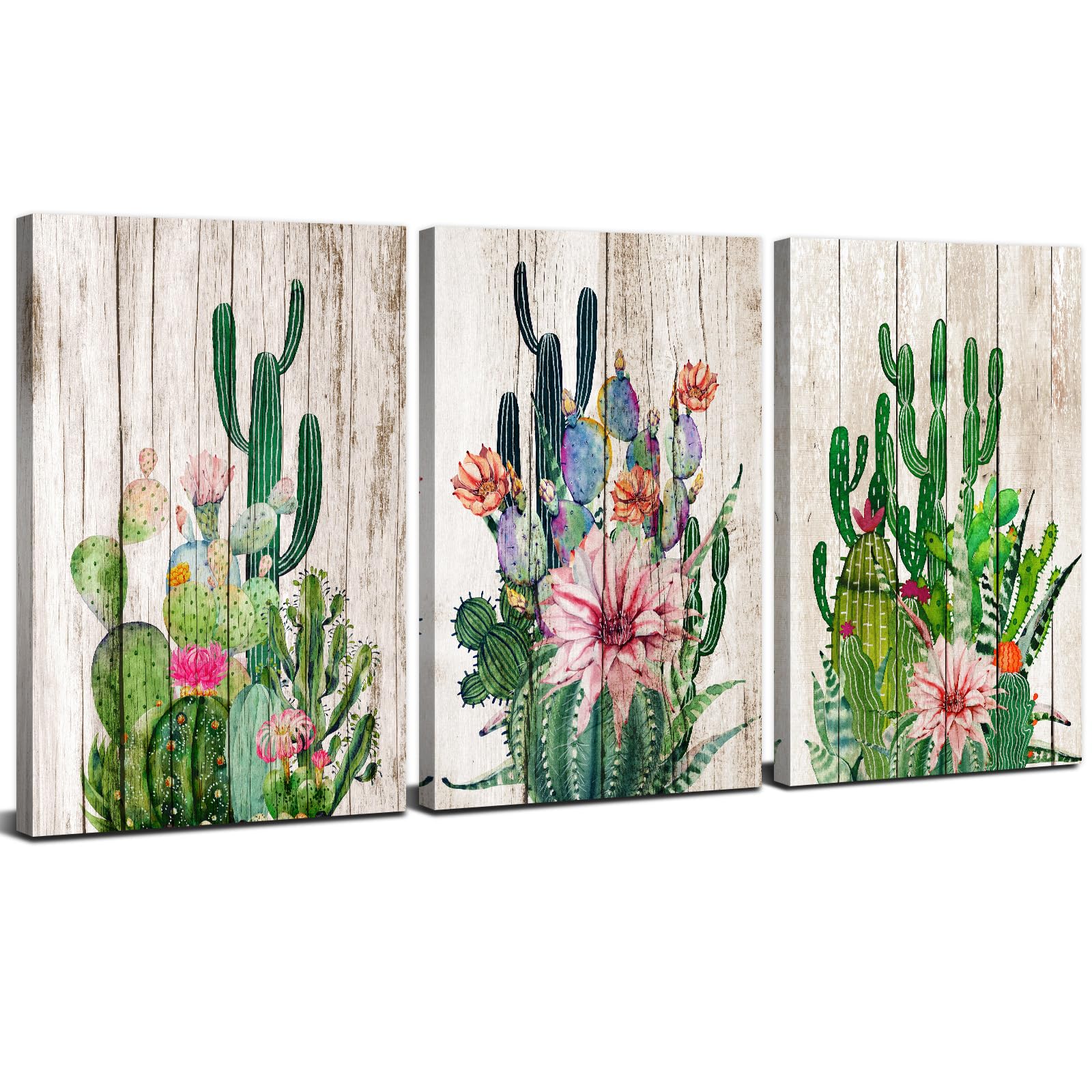 Cactus Decor Boho Bathroom Southwestern Wall Decor for Living Room Mexican Pictures Green Plant Canvas Art Bedroom Kitchen Home 