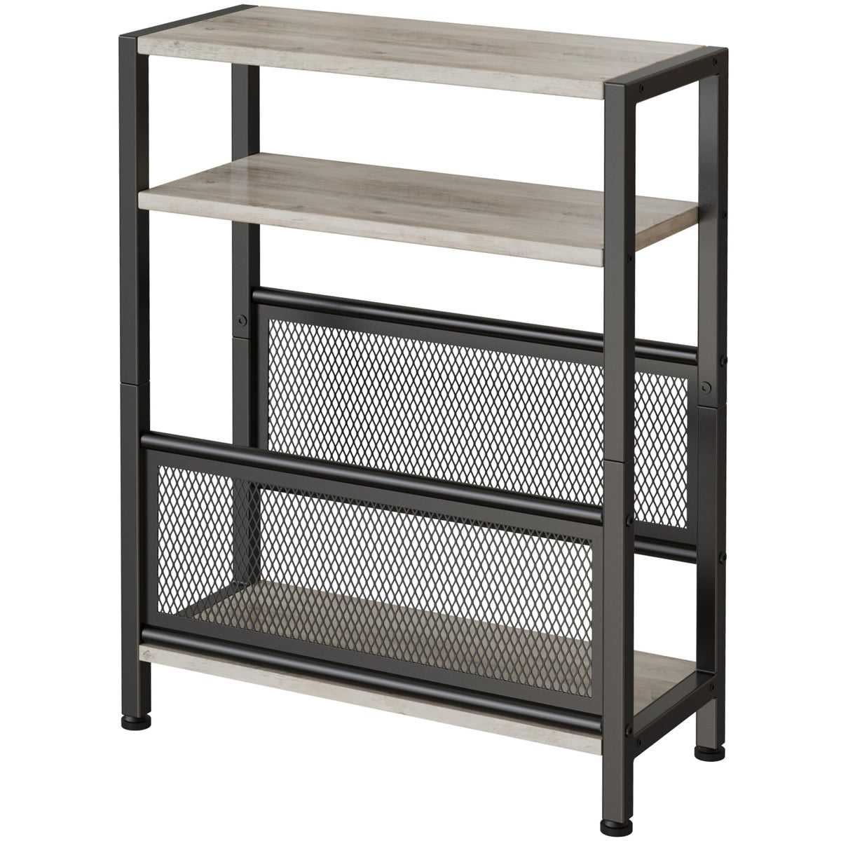 Narrow Side Table With Storage Shelf, 3-Tier Slim End Table For Small Space, Small Bedside Table, Skinny Nightstand With Magazin