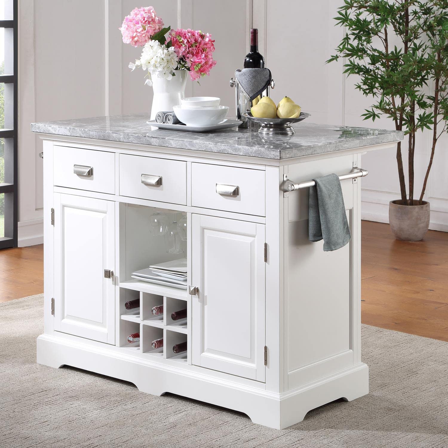 Steve Silver Furniture Zermatt Marble Kitchen Island Counter - Thumbnail 4