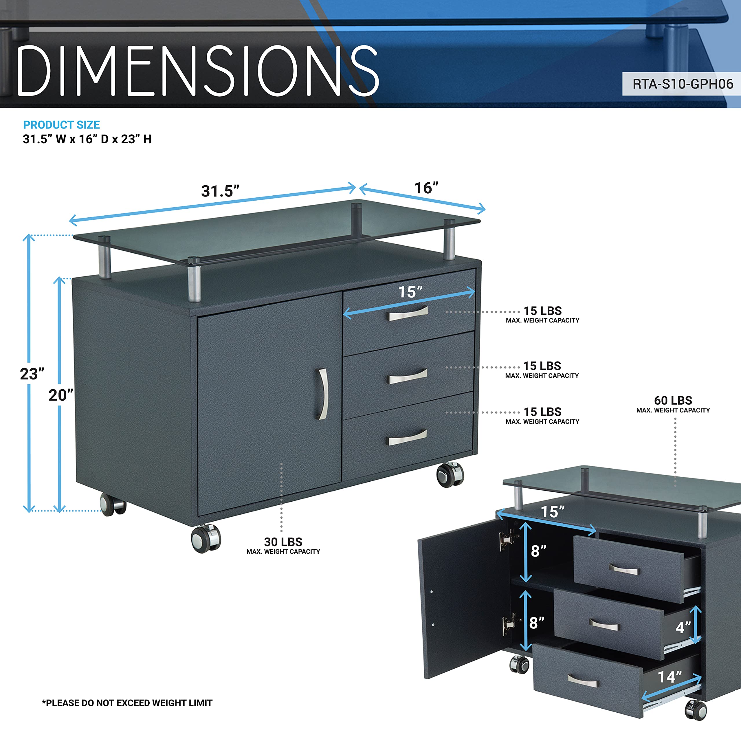 Techni Mobili Rolling Storage Cabinet - Thumbnail 2