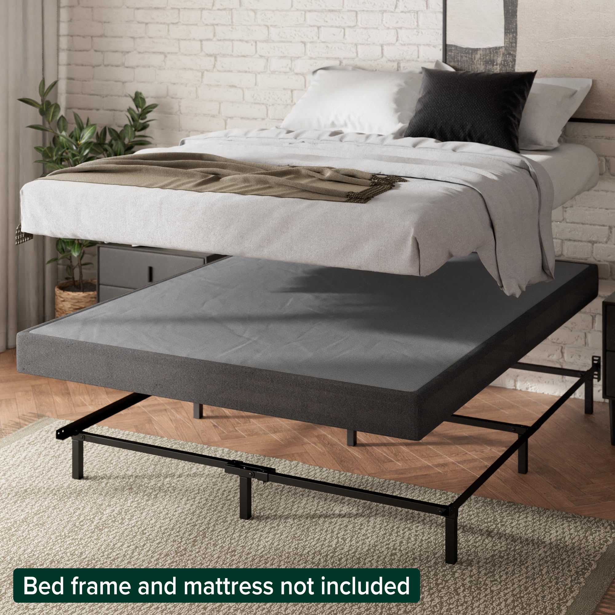 Zinus 5 Inch Wonderbox(Tm) Smart Box Spring, Quick Assembly Mattress Foundation, Durable Metal Frame, Queen, Grey