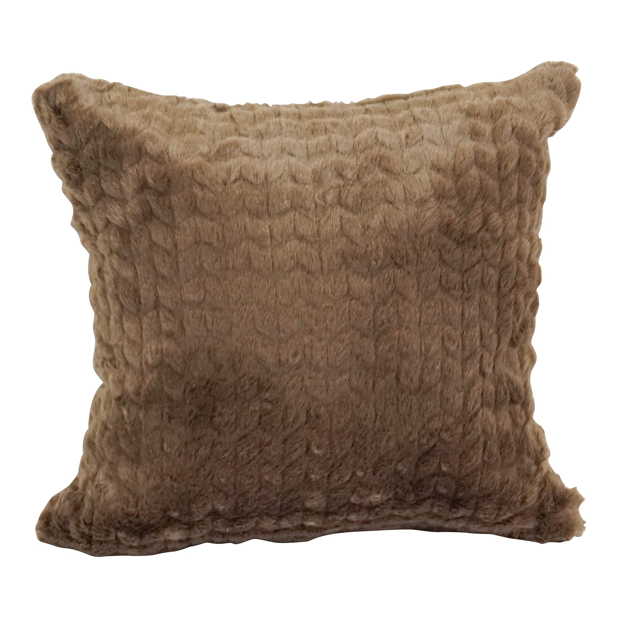 Blazing Needles Square Faux Fur Throw Pillows, 17&quot;, Dainty Mocha 2 Count