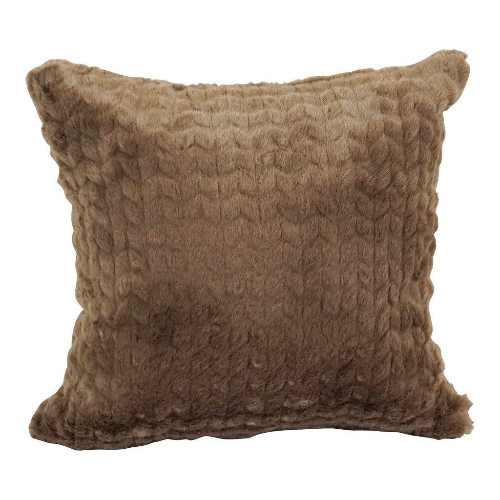 Blazing Needles Square Faux Fur Throw Pillows, 17", Dainty Mocha 2 Count